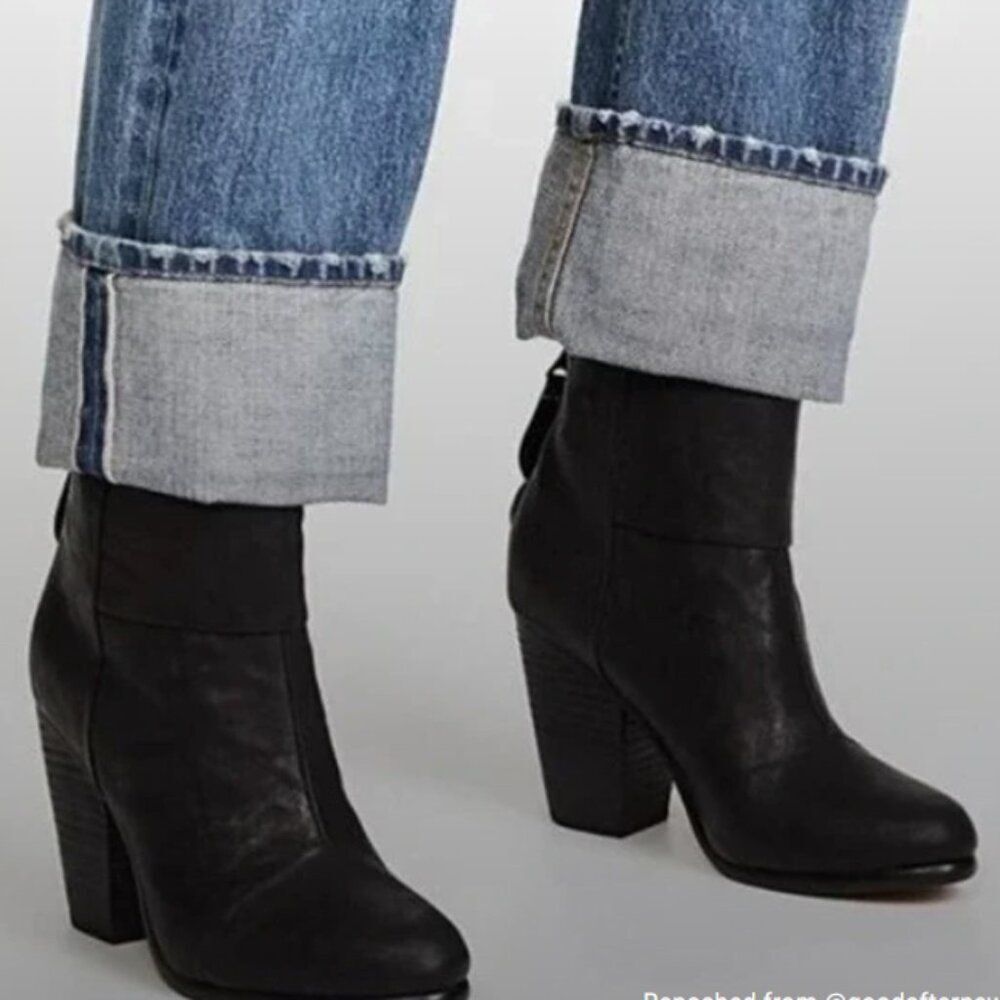 Rag & Bone US 10.5 EU 41 Newbury Women’s Black Leather Ankle heeled Boots